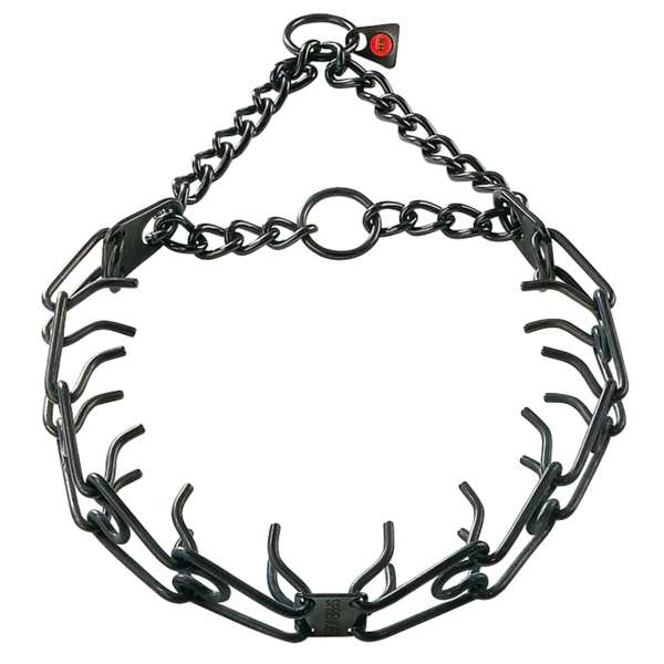 Prong collar of black stainless steel for ill behaved pets