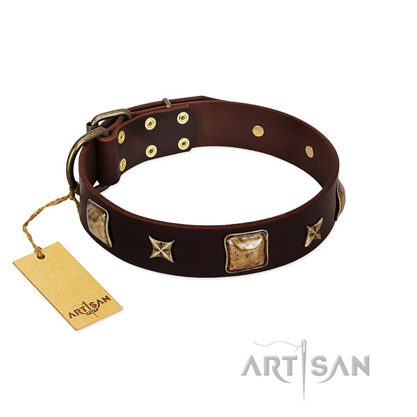 Comfortable full grain leather collar for your pet