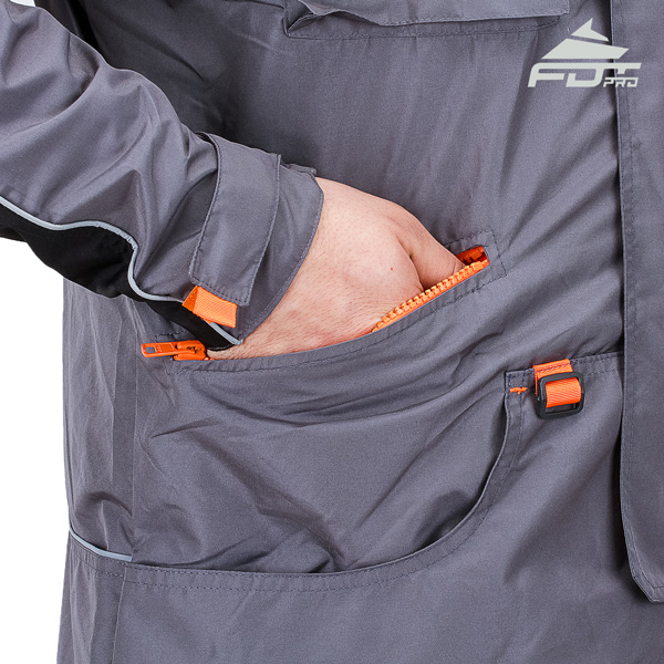 Grey Color FDT Pro Design Dog Tracking Jacket with Comfortable Side Pockets